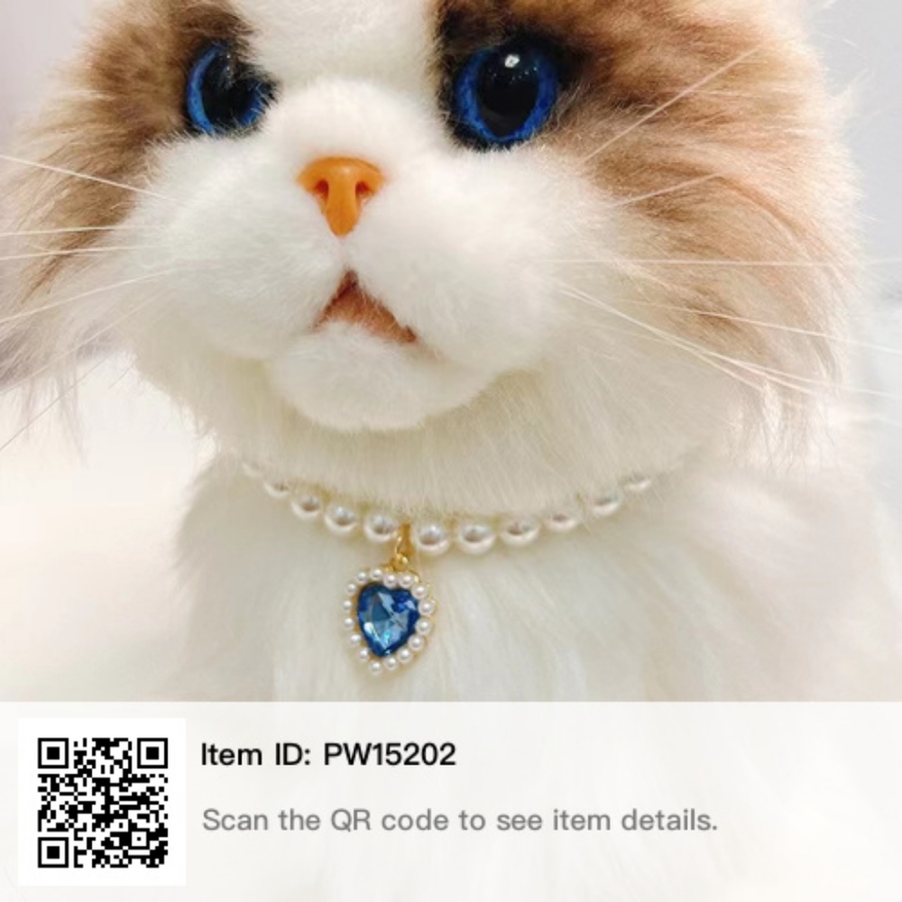 Pet Heart Pendant Necklace - Adjustable Collar with Fake Pearl for Cats N Dogs